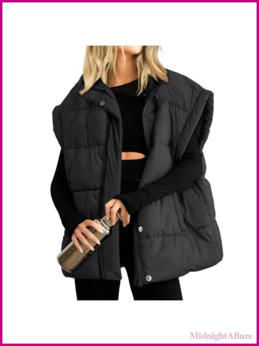 Women's Puffer Vest Stand Collar Zip Sleeveless Winter Quilted Warm Coat
